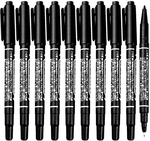 Abhay double-Side Marker Pens Black Felt Tip Pens - 10 Set, Black Dual Tip Brush Pens Art Markers Set, Brush & Fine Tip Black Marker for Art Drawing