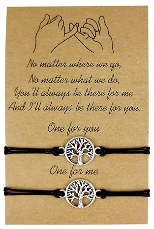 2 Piezas Pulsera de la Amistad árbol de la vida Pulsera de la Pareja, Amistad Mujeres Graduación Mejor Amigo Regalo de Cumpleaños Pulseras a Juego Hecho a Mano