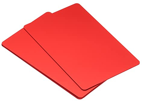 PATIKIL 0,8 mm visitkort i metall, 10-pack tomt namnkort lasergravering anodiserat aluminium för gör-det-själv-presentkort, röd