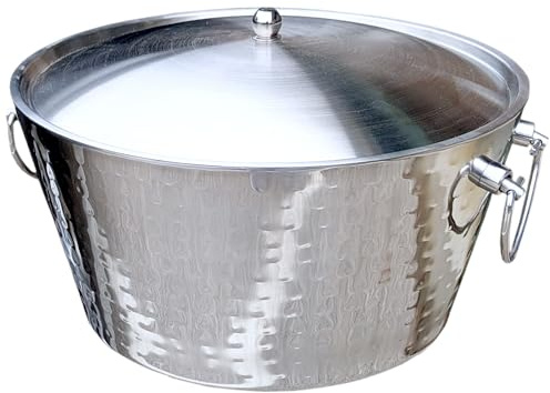 Insulated Stainless Steel Large Ice Bucket with Lid for Parties, Anchored Metal Ice & Beverage , Champagne Bucket for Extended Chill - 12-Quarts