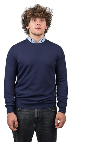 DALLE PIANE CASHMERE - Girocollo Misto Cashmere, Made in Italy - Uomo, Colore: Blu, Taglia: M