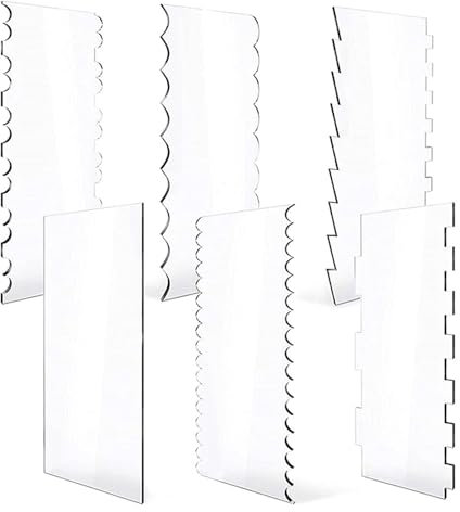 SSIMOO 6Pcs Pastry Cutter Cake Set Transparent Clear Acrylic Decorating Contour Comb Saw Tooth Cake Trim Smoother Tool