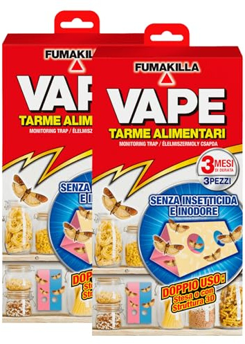Vape Tarme Alimentari Monitoring Trap Trappole Adesive con Ferormoni Attrattivi per Maschi e Femmine Insetticida Inodori per Dispense Ripiani e Cassetti - 6 Adesivi