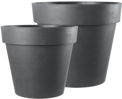 Kreher XXL Pflanztopf/Pflanzkübel rund mit 79 cm / 58 cm Durchmesser, ausstattet mit Rollen! Der Eye-Catcher für Garten, Terrasse, Restaurants & Gewerbe! (Anthrazit, XL+XXL)