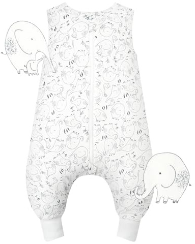 WYTbaby Saco de Dormir Bebe 1.0 Tog con Pies, Saco de Dormir Ultra Suave y Cómodo 100% Algodón, Ideal para el Sueño del Bebé, Adecuado para Bebés de 3-4 años, Talla 90-100cm