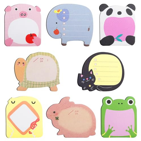 Lixiluxia 32 Paket Haftnotizen, Haftnotizen Klebezettel, Haftnotizen Lustig, Haftnotizen Tiere, Tierförmiger Haftnotizblock, Selbstklebende Notizblöcke, Cartoon Tiere Haftnotizen für Kinder(8 Stil)