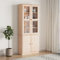 Willood Vitrinenschrank, Vitrine mit viel Stauraum, Bücherschrank Schrank mit Glastüren, Wohnzimmerschrank Hochschrank Beistellschrank, Massivholz Kiefer