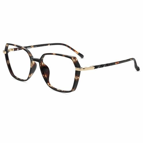 Firmoo Blaulichtfilter Brille ohne Sehstärke für Damen Herren Großer Computerbrille gegen Kopfschmerzen Antimüdigkeit, Blaulicht UV Schutzbrille Entspiegelte Nerdbrille