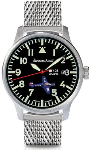 Messerschmitt Aristo Herren Uhr Fliegeruhr Automatik BF108-90M Edelstahl