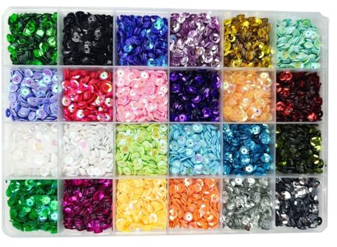 16000 paillettes rotonde, 24 Colori, arcobaleno, Glitter per Cucire con Scatola, per Bicchieri Epossidici, Capelli Viso Corpo Occhi Nail Art Creazioni Fai Da Te e Decorazioni