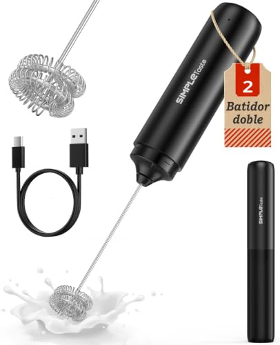 SIMPLETASTE Frullino Montalatte Elettrico Portatile, Ricaricabile USB-C, Basso Rumore, Schiumatore di Latte con Frusta in Acciaio Inossidabile, per Cappuccino, Caffè Bulletproof e Latte