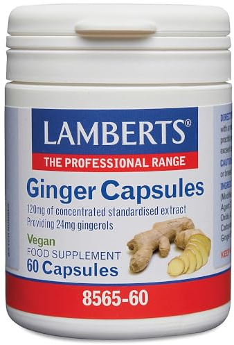 Lamberts Ginger Capsules – Equivalent to 14g Fresh Ginger – 24mg Gingerols – 60 Vegan Capsules