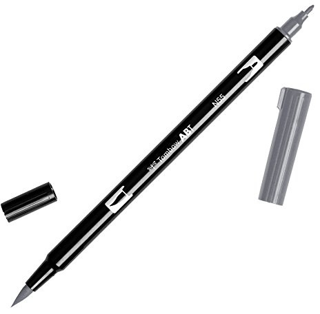 Tombow ABT-N55 fiberpenna dubbla borstar penna med två spetsar, cool grey 7