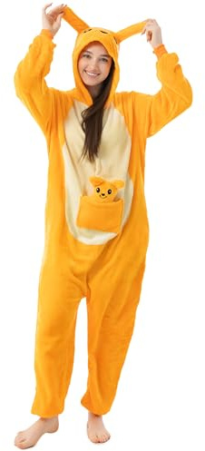 Katara 1744 - Costume Animale Pigiama intero Kigurumi Carnevale, Canguro - Taglia XL