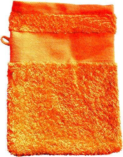 Druckreich Waschhandschuh mit Ihrem Wunschtext oder Namen 21 x 16 cm/Fb. Orange