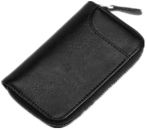 BAKUN Large Zipper Leather Car Key Case, Key Holder Key Organizer Wallet, With 16 Hooks(Black)