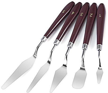 Espatulas Pintura Acrilica Set Siumir 5 PCS Pintura al óleo de Acero Inoxidable del Cuchillo para Pintura Gouache, Pintura Corporal, Pintura Rupestre