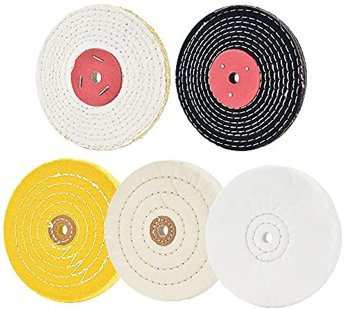 Discos de pulido de 150 mm, cinco paquetes para lijadora de mesa con orificio de 12,7 mm, 5 unidades