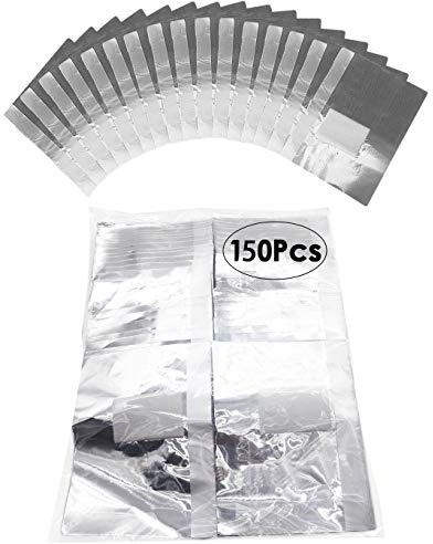 150Pcs Nail Foil Aluminium Wraps Remover for Gel Polish/Acrylic Soak-off Removal, with Pre-attached Lint Free Pad
