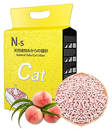 TengRui Litière Lavable pour Chat Tofu - Ingrédients naturels - Désodorisant et poussière zéro et Ultra agglomérants - Goût Multiple - Filtre à litière Inclus (pêche juteuse)