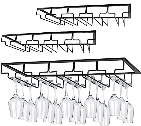 Iriisy 2 Pcs Soporte para Copas de Vino Tinto, Casa Cocina Ajustable Vino Cristal Soporte,Soporte para copas de vino, estante de almacenamiento de acero inoxidable (Negro, 5 filas)