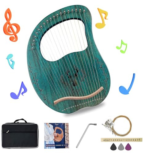 CDIYTOOL Lyre Harp 19 Metal Strings Wood Portable Solid Maple Saddle Mahogany Harp String Instrument with Black Bag Strings Carry Cloth Sheet Tuning Wrench