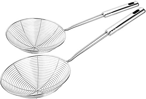 Espumadera de Acero Inoxidable Para Cocina - 16cm y 18cm - Colador Redondo/Rasera Metálica de Alambre