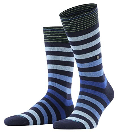 Burlington Herren Socken Blackpool M So Baumwolle gemustert 1 Paar, Blau Marine 6121, 40-46