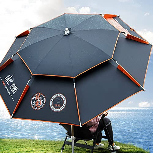 LISSY Windfest Strandschirm Im Freien 240cm, Sonnenschirm Angelschirm 360° Neigbarer, Großer Regenschirm Für Reise/Sport/Picknick, Sonnenschirm Wasserdicht UV Schutz (Size : 260cm/8.5ft)