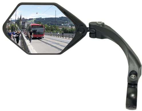 Hafny NEW Handlebar E-Bike Mirror, Large Surface Mirror, HD Automotive Grade Glass, Safe Blast-Resistance, Cycling, (HF-M904-FR01B) (Anti-glare Blue Glass Left)