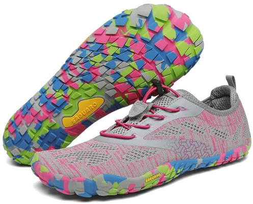 SAGUARO Unisex barfotaskor med bred tålåda och Zero-Drop Solhe – mjuka halkfria, ventilerande, ROSA, 38 EU