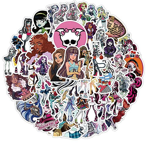 50 Stück Monster High Aufkleber Auto Laptop Telefon Gitarre Skateboard Motorrad Fahrrad Monster High Stickers Set Vinyl Wasserdicht Aesthetic Aufkleber für Jugendliche Kinder Erwachsene