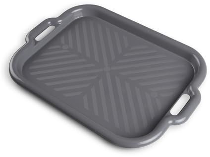 Serviertablett mit Griffen (53x37x3cm) Frühstückstablett, Rechteckiges Küchentablett, Spülmaschinenfest und Bruchsicher, Anthrazit