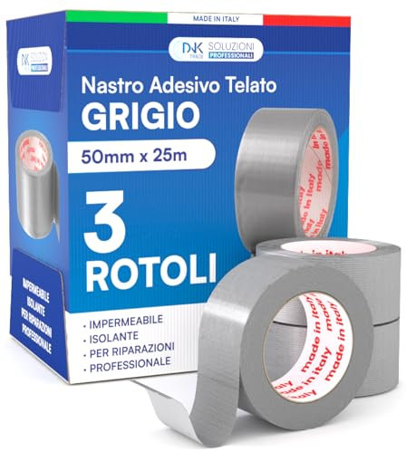 DNK TRADE Cinta adhesiva de tela americana de 50 mm x 25 m, color gris, aislante e impermeable para reparaciones profesionales y bricolaje, adherencia multisuperficie, metal, plástico y madera – 3