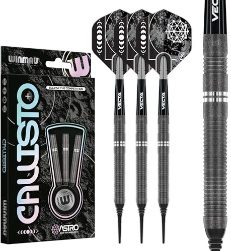 WINMAU Darts Callisto 18g Fat/ 20g Full vikt Mjuk spets 90% Professionell Tungsten Dartset med Dartflyg och Dartskaft