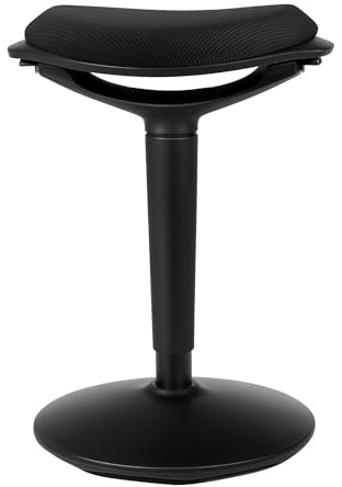 Wiltec Svart balanspall för kontor ergonomisk snurrpall höjdjusterbar 55-70 cm 135 kg lastkapacitet pall för att sitta och stå sittpall