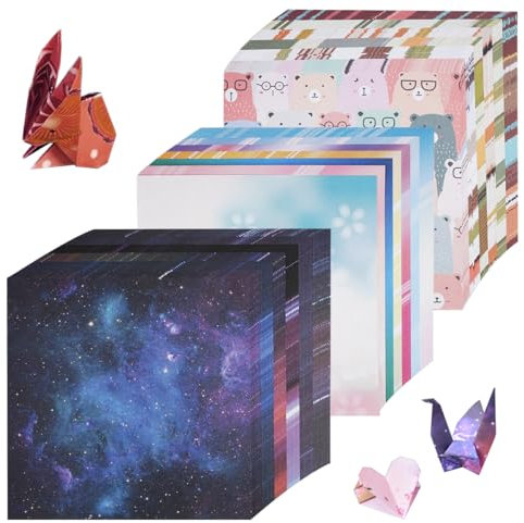 150 Blatt Origami Papier 15 x 15 Cm Blatt Doppelseitiges Color mit Motiven Bastelpapier Bunt Papier Doppelseitiges Quadratisches Faltpapier Papierfür Kinder, DIY Schule, Kunst, Bastelprojekte