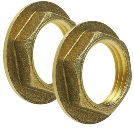 G1/2 Bloqueo Tuerca con Brida, Hexagonal Latón Hembra Contratuerca para Plomería 2 Piezas, Alta Resistencia a la Corrosión y Temperaturas Elevadas, Ideal para Jardines y Electrodomésticos
