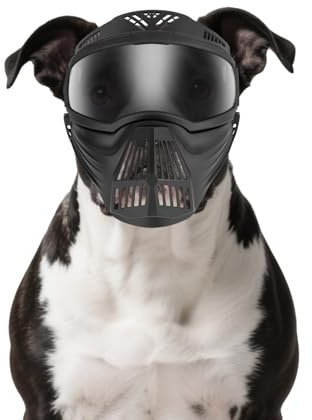PETLESO Skyddsmask för stora hundar, hundglasögon med ansiktsskydd, UV vindtät, hundmask, cool huvudbonad för halloween, cosplay, svart