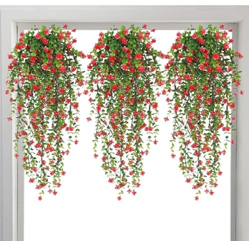 Enredaderas de Hiedra, Decoración De Mimbre Resistente A UV, Diseño Estético con Flores Artificiales Resistente A UV para Interior Exterior Jardín Terraza Salón Cocina Oficina Hogar