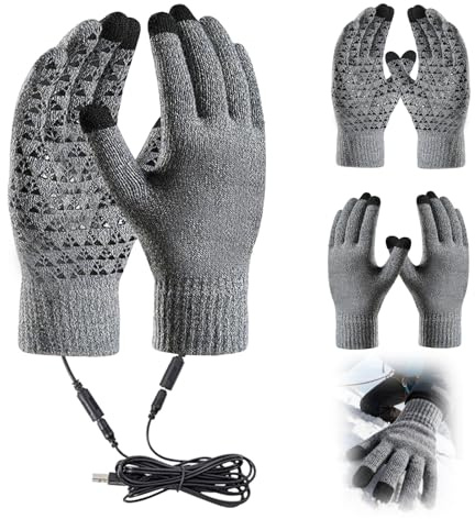 USB-uppvärmda handskar, uppvärmbara handskar för kvinnor och män med pekskärm, vinterhandskar, termohandskar, 3 justerbara temperaturnivåer, för utomhus, skidåkning, cykling och vandring