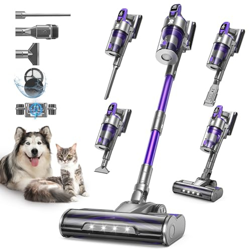 Redkey X18 Aspirapolvere Senza Fili 60Kpa/650W/80Min, 8-in-1 Scopa Eletrica Verticale Antiarovialio con Display LED, Automatica Intelligente Della Potenza di Aspirazione, per Animali/Pavimenti/Tappeti