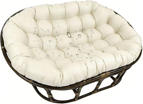 ZTGL Coussin Double Papasan Extérieur, Gros Coussin de Chaise Papasan, Ovale Coussins de Chaise de Panier Suspendus Coussins de Chaise de Jardin Patio Imperméables,Beige,170x120cm