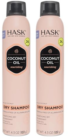 HASK Coconut Nourishing Dry Shampoo Kits for all hair types, aluminum free, no sulfates, parabens, phthalates, gluten or artificial colors (6.5oz-Qty2)