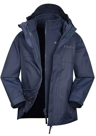 Mountain Warehouse Veste 3 en 1 Bracken Melange pour Enfants - Manteau imperméable, Respirant, Coutures étanches, Doublure en Maille - pour l'hiver, en Voyage Bleu Marine 11-12 Ans