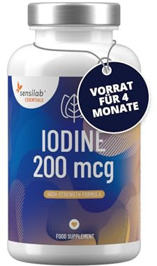 Iodine Tablets 200 mcg – Potassium Iodide Capsules for Thyroid & Nervous System Support – 120 Iodine Capsules - 4-Month Supply by Sensilab Essentials