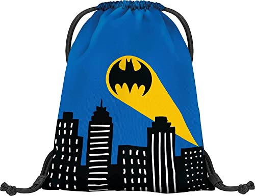 Baagl Turnbeutel Kindergarten, Sportbeutel für Jungen, Mädchen, Turnsackerl Kinder Sport Beutel Schuhbeutel Sportsack (Batman Blau)