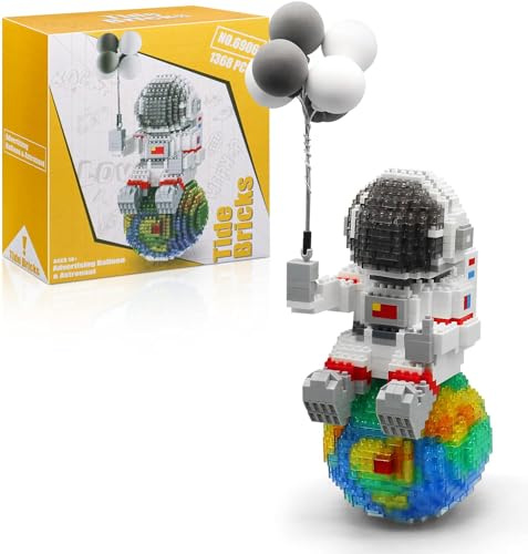 HIGH GODO Space Astronaute Micro blocs de construction avec LED, 1368 pièces, mini figurines, décoration de bureau, cadeaux pour adultes ou adolescents à partir de 12 ans