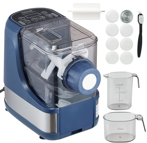 VEVOR Electric Pasta Maker, 150W Automatic Noodle Maker Machine with 8 Pasta Shapes, 4 Intelligent Modes, 500g Flour Capacity Pasta Maker Machine with Measuring Cups, Cleaning Brush for Home Kitchen