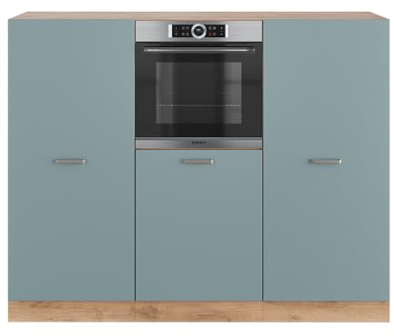 Vicco Einbauküche R-Line, Blau-Grau/Goldkraft Eiche, 180 cm ohne Arbeitsplatte, zur freien Anordnung modularer Küchenelemente